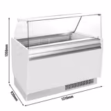 Profesyonel Dondurma Teşhir Vitrini LIAM - 1310mm - Statik Soğutma - LED Aydınlatmalı - 10+10 x 5L Dondurma Küveti - Beyaz