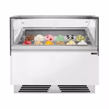 Vitrine à glaces ADAM - 1200mm - Froid ventilé - avec éclairage LED - pour 12 bacs Napoli 5 L ou 8 bacs de 7 L - Blanc