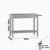 Radni stol od nehrđajućeg čelika ECO - 800x600 mm - Sa podnom pločom bez poleđine