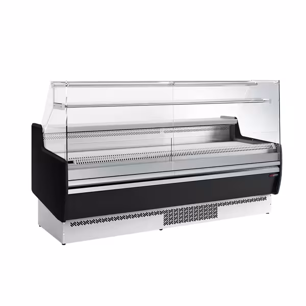 Banco gastronomia professionale - 1935x953mm - Ventilata - 213 L - Vetro dritto - Pannello frontale nero - con 1 ripiani