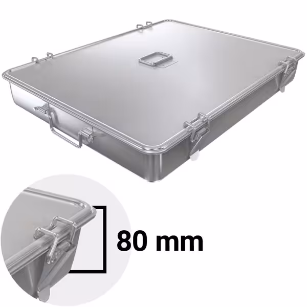 Casserole Pan - Stainless Steel - 28L - with Lid & Tension Locks - 734x536x95mm