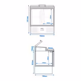 Saladette PREMIUM - 900mm - 2 glazen deuren - met ingang voor 4x GN 1/3 & Glazen deksel