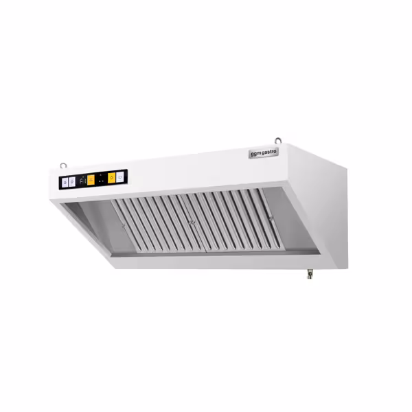 Wandafzuigkap RVS - 700mm diep - 1200mm - met motor - compleet - met standen snelheidsregelaar, 2 labyrintfilters en verlichting - 1700m³/u