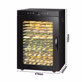 Desidratador de alimentos / Secador de alimentos - com 16 prateleiras - Aço inoxidável - Preto - 1,5kW
