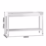 Tavolo da lavoro in acciaio inox PREMIUM - 1400x600mm - con ripiano inferiore - con tagliere in polietilene Bianco