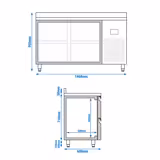 طاولة مبردة PREMIUM PLUS - 1468x600mm - مع 4 درج - حاجز خلفي