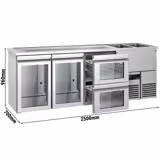 Direct Draw Beer Dispenser / Kegerator PREMIUM - 2500x700mm - Double Glass Doors & 2 Drawers