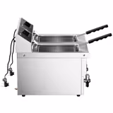قلاية كهربائية مزدوجة - سعة الزيت 8+8 لتر - 6.5 kW - تحكم يدوي - مع صنبور تصريف الزيت