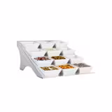 Présentoir buffet / étagère - chromé - incl. 12 bols en mélamine - rectangulaires