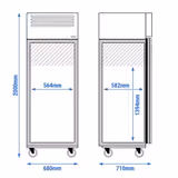 Armário frigorífico aço inoxidável AISI 430 ECO - 400L - com 1 porta - Ventilado - Porta reversível - Fecho com chave
