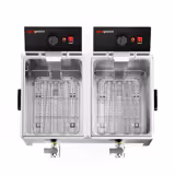 Električna friteza s dva korita - 8+8 L - 6,5 kW - s odvodnom slavinom - stolna