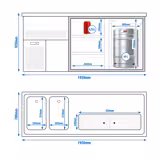 Comptoir à bière Premium PLUS – 1950 × 700 mm – 1 porte & 3 tiroirs