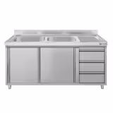 Meuble évier ECO - 1400 x 600 mm - avec 3 tiroirs & 2 bacs à gauche