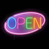 LED Leuchtschild - OPEN – dimmbar - Rosa - Bunt
