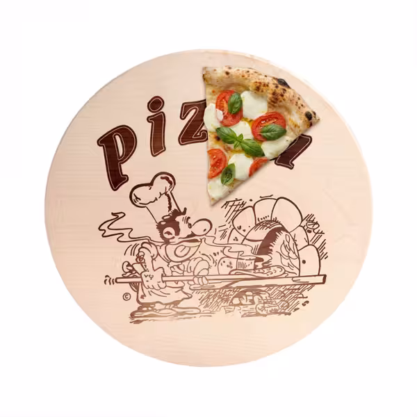 Pizzateller Ahornholz - Ø 300mm - mit eingebranntem Motiv