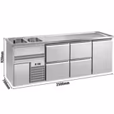 Barkylbänk PREMIUM PLUS - 2500x700 mm - 1 dörr & 4 lådor