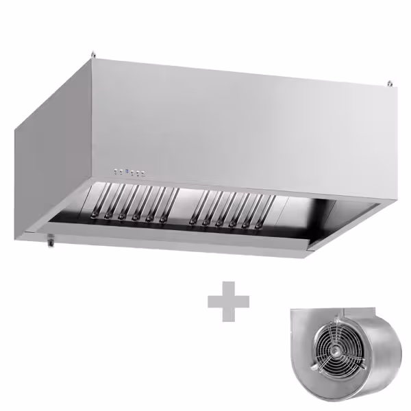 Afzuigkap doosmodel met ingebouwde motor - 1200mm - met toerentalregelaar, labyrintfilters & LED-verlichting