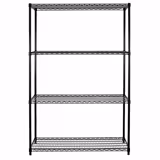 Scaffale metallico cromato - 900x1800mm - Profondità: 450mm - con 4 ripiani (REGOLABILI) - Nero - Portata: 180kg
