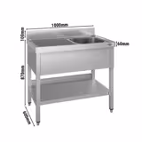 Plonge en inox ECO - 1000x600mm - avec étagère basse - 1 bac à droite