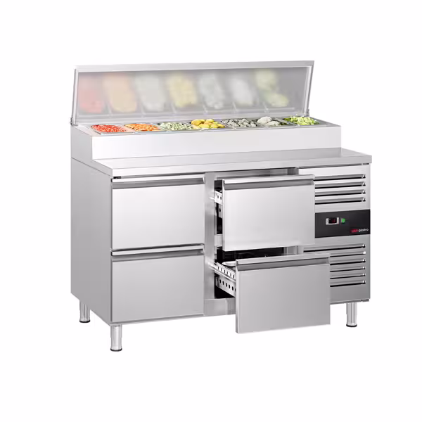 Commercial Refrigerated Prep Table PREMIUM – 1360 mm – 4 Drawers – 7x GN 1/3