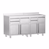 Armario de trabajo - para máquina de café - 1800x600mm - con 4 cajones, 2 puertas, 2 cubos de basura y soporte superior