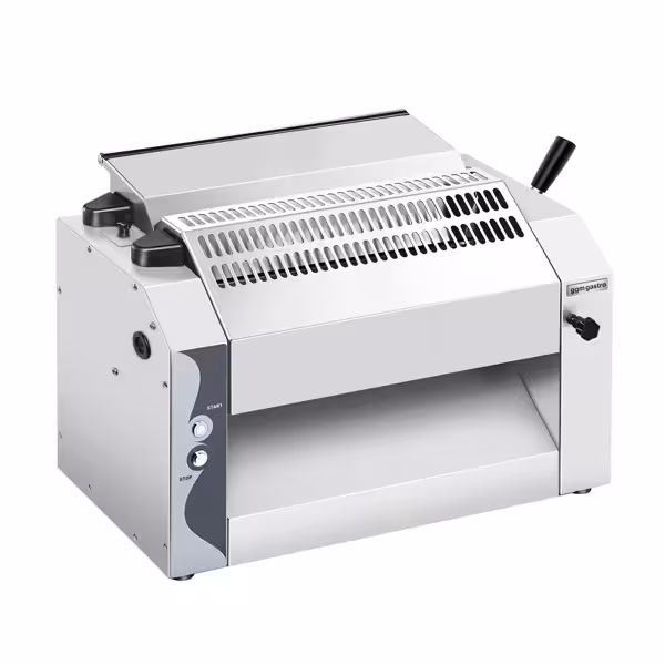 Pizzadeegroller - voor Ø420mm pasta- & pizzadeeg - deegdikte 0,0 tot 10,0mm - 370W - 60x420mm - rvs