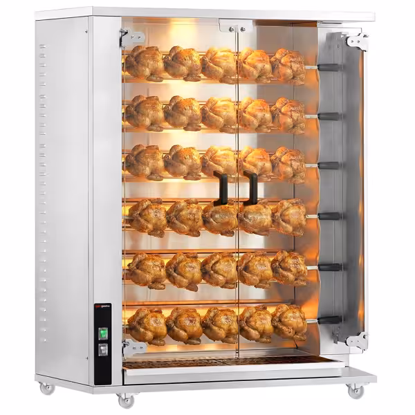 Kycklinggrill - Gas - PREMIUM - 28,2kW - med 6 spett för 30 kycklingar