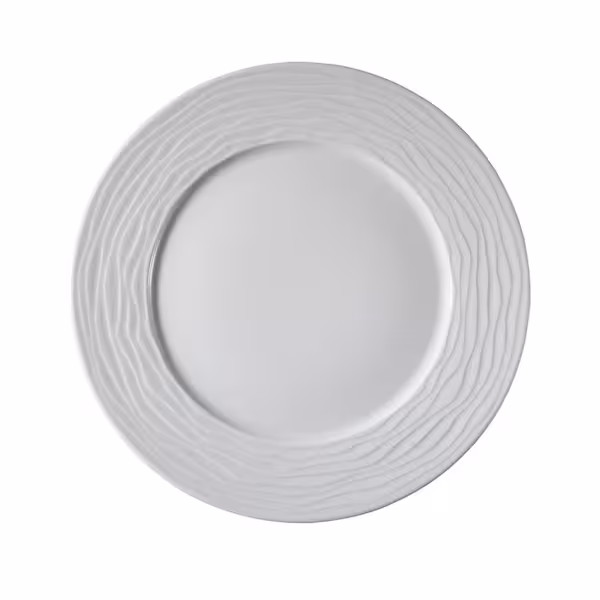 (12 st) SEA WAVE - Tallrik - platt - porslin - Ø 21 cm - vit