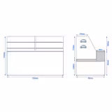 Banco pasticceria refrigerato - 1935x985mm - Statica - Vetro dritto - con 3 porte - con 2 ripiani