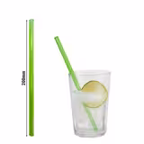 (50 buc) Paie de băut din sticlă reutilizabile - drept - 200 mm - ø 8 mm - neon verde - incl. 1 nailon Perie curățare