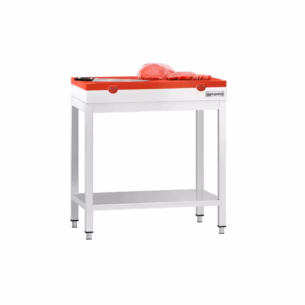 RVS werktafel PREMIUM - 600x600mm - met onderschap - incl. snijplank Rood