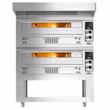 Commercial Gas Pizza Ovens Twin Pack – 9x Ø33 cm pizzas per chamber - Manual - 370°C - With stand & hood