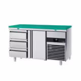 Kühltisch PREMIUM - 1400x700mm - mit 1 Tür - 3 Schubladen - inkl. Schneideplatte Grün