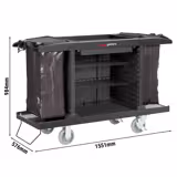 Commercial Housekeeping Trolley - 2 laundry bags, 1 top shelf, 3 bottom shelves - Polypropylene (PP) frame - Black