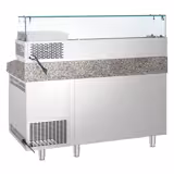 Commercial Pizza Prep Counter - Granite Top PREMIUM - 1600x800mm - with 2 doors & 3 drawers - incl. refrigerated topping unit with glass sneeze guard - 6x GN 1/3