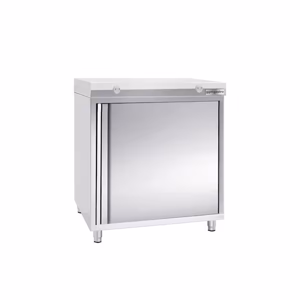 Armário de trabalho em aço inoxidável PREMIUM - 0,6 m - com porta de correr - inclui placa de corte  (Branco)