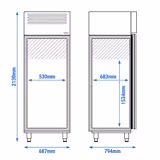 Bäckerei-Tiefkühlschrank Edelstahl Premium PLUS - EN 600x400 - 560 Liter - mit 1 Tür