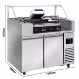 Stół chłodniczy sałatkowy Mini - 1210x700mm - 2‑drzwiowy - przeszklony - na 9x GN 1/6 - z cyfrowym grillem kontaktowym