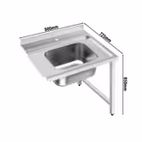 Zulauftisch - 800mm - Anbau rechts - mit 1 Becken - für DSHI1080WD