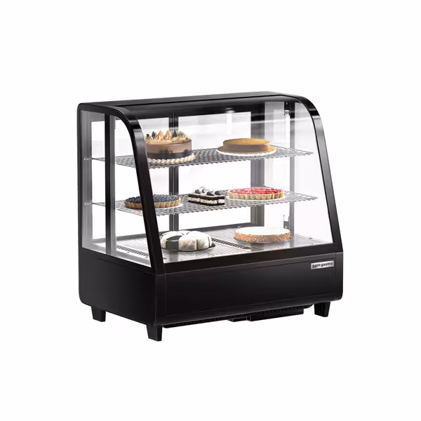 Countertop display fridge - 100L - 682mm - Double glazing - round - with 2 shelves - rear sliding glass doors