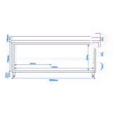 Mesa armario inox PREMIUM - 2000x600mm - con puerta corredera de cristal y soporte superior