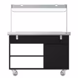 Heated Buffet Trolley – 3x GN 1/1 Bain Marie - 1300 mm - Black - Tray Slide - Sneeze Guard