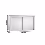 Commercial Stainless Steel Wall Cupboard PREMIUM - 1000x400x650mm - with Sliding Doors