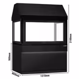 Houtskoolgrill TORONTO - 1510mm - zwart front - zwart granieten werkblad - glazen hitteschild - 3 grillroosters