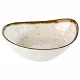 (6 pz) Ciotola PREMIUM | STONE ART - in Melamina - 0,60L - ovale - 230x190x65mm - impilabile - Bianco/Marrone