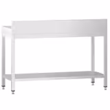 Nerezový pracovní stůl PREMIUM - 1200x800 mm - se spodní policí & se zadním obkladovým panelem