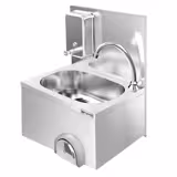 Handwaschbecken - Edelstahl - mit Wasserhahn, Kniebedienung & Seifenspender