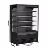 Vitrine murale réfrigérée - 1320mm - 595L - avec 2 portes coulissantes vitrées & 4 étagères - arrière fermé - Noir