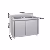 Lavello armadiato ECO - in acciaio inox - 1000x600mm - 2 vasche