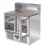 Saladette ECO - 903mm - 2 glazen deuren - met roestvrijstalen opzetstuk voor 5x GN 1/6